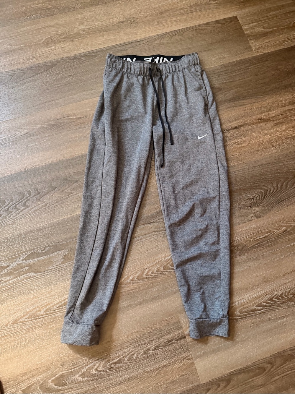 Nike Gray Elastic-Waist Jogger Pants with White Swoosh
